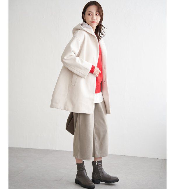 ikka「RENU メルトンミドル丈フードジャケット」|その他|