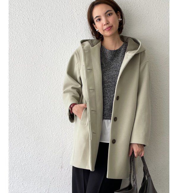 ikka「RENU メルトンミドル丈フードジャケット」|その他|