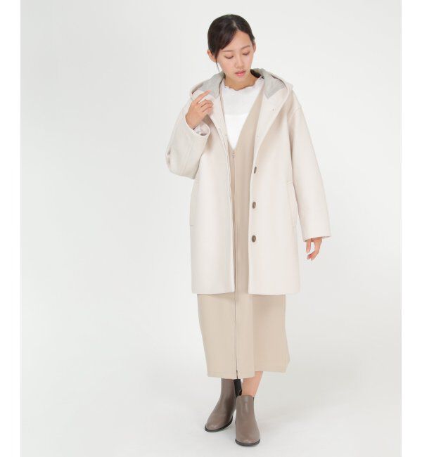 ikka「RENU メルトンミドル丈フードジャケット」|その他|