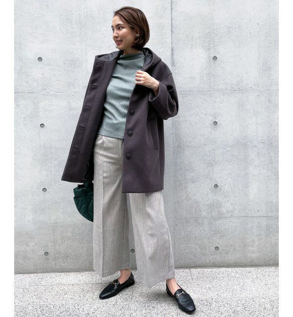 ikka「RENU メルトンミドル丈フードジャケット」|その他|