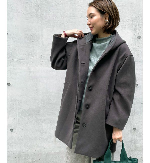 ikka「RENU メルトンミドル丈フードジャケット」|その他|