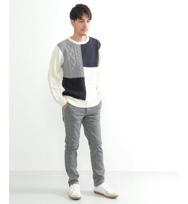 ikka「ブロック切り替えニット」|プルオーバー|