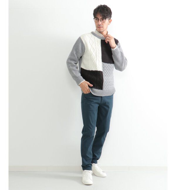ikka「ブロック切り替えニット」|プルオーバー|
