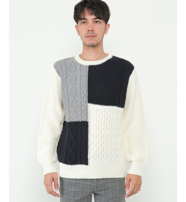 ikka「ブロック切り替えニット」|プルオーバー|
