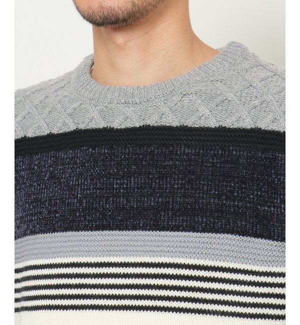 ikka「【洗濯機で洗える】モールミックスボーダーニット」|プルオーバー|