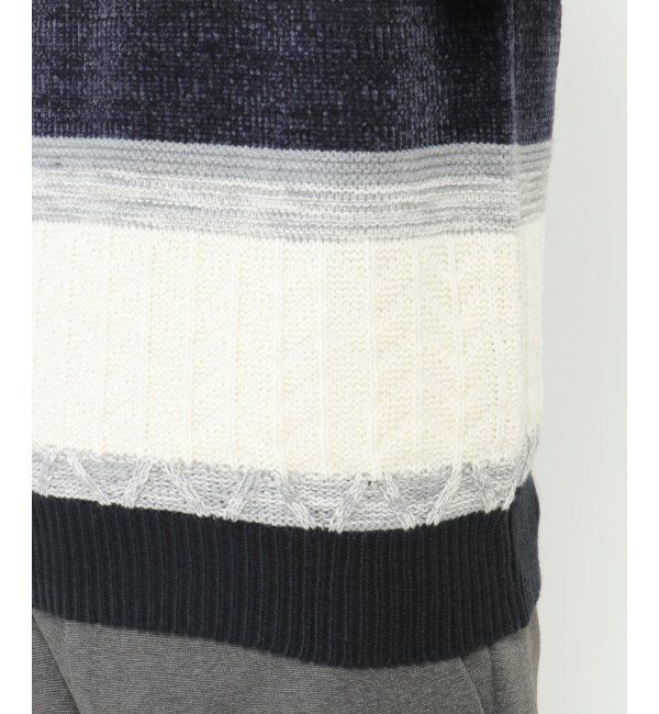 ikka「【洗濯機で洗える】モールミックスボーダーニット」|プルオーバー|