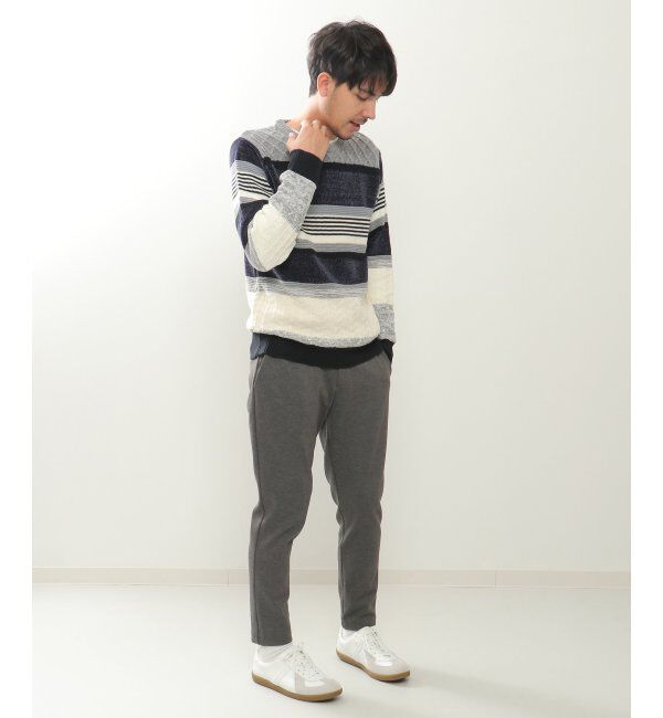 ikka「【洗濯機で洗える】モールミックスボーダーニット」|プルオーバー|