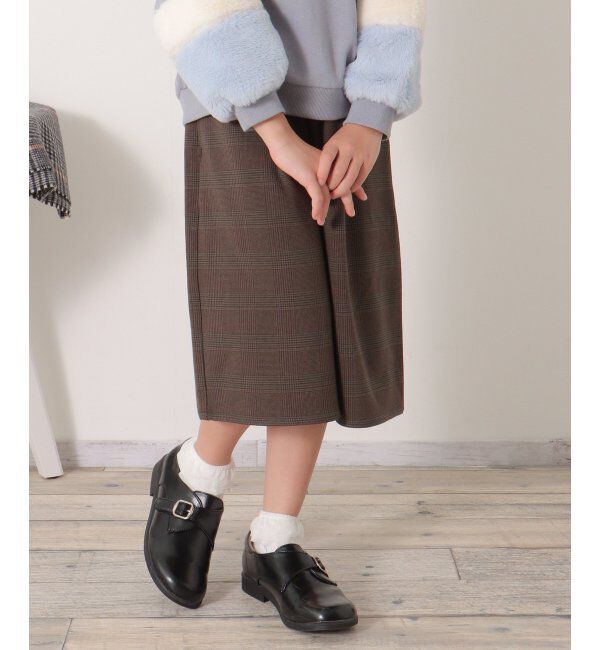 ikka kids「チェック柄ストレッチガウチョ」|その他|ブラウン