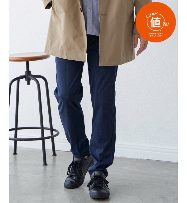 ikka「GOKU楽 EASYSTチェック5Pパンツ」|その他|ネイビー