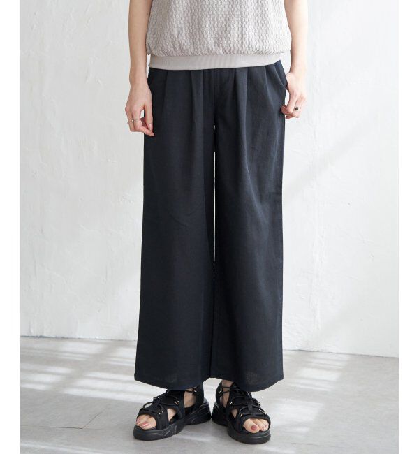 ikka「麻混ベルト付きイージーパンツ」|その他|