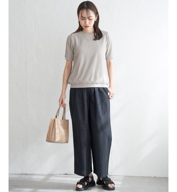 ikka「麻混ベルト付きイージーパンツ」|その他|