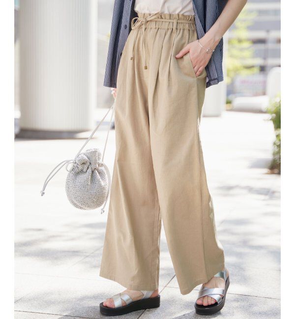 ikka「麻混ベルト付きイージーパンツ」|その他|