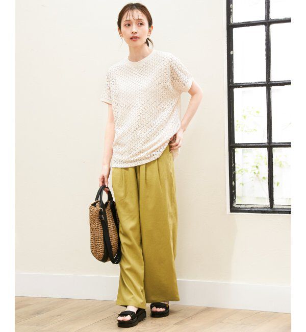 ikka「麻混ベルト付きイージーパンツ」|その他|