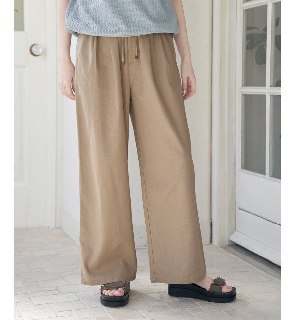 ikka「麻混ベルト付きイージーパンツ」|その他|
