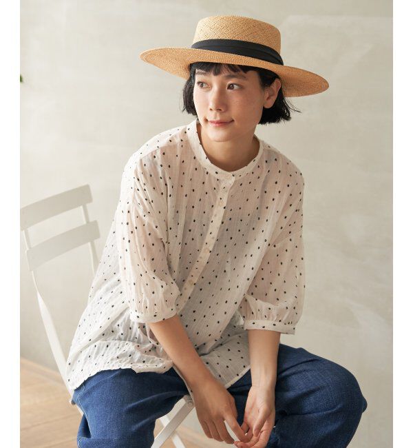 Lbc with Life「シャーリングバンドカラーブラウス」|シャツ・ブラウス|ホワイト