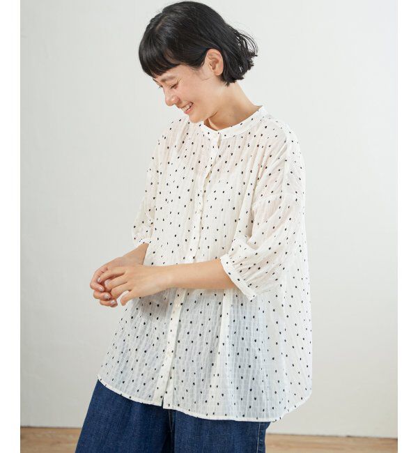 Lbc with Life「シャーリングバンドカラーブラウス」|シャツ・ブラウス|