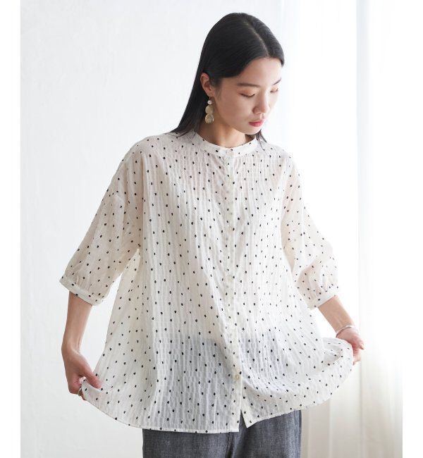 Lbc with Life「シャーリングバンドカラーブラウス」|シャツ・ブラウス|