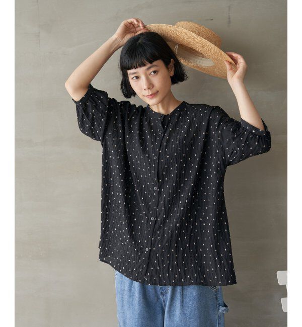 Lbc with Life「シャーリングバンドカラーブラウス」|シャツ・ブラウス|