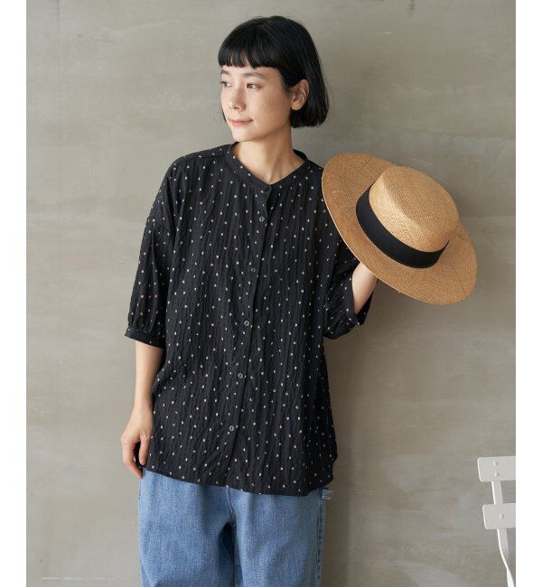 Lbc with Life「シャーリングバンドカラーブラウス」|シャツ・ブラウス|