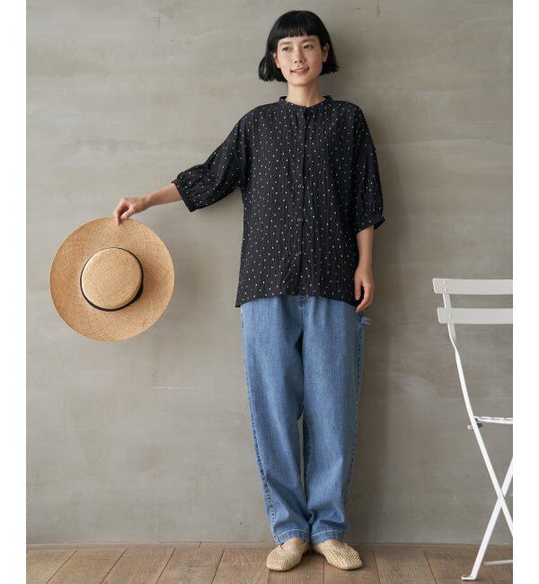 Lbc with Life「シャーリングバンドカラーブラウス」|シャツ・ブラウス|