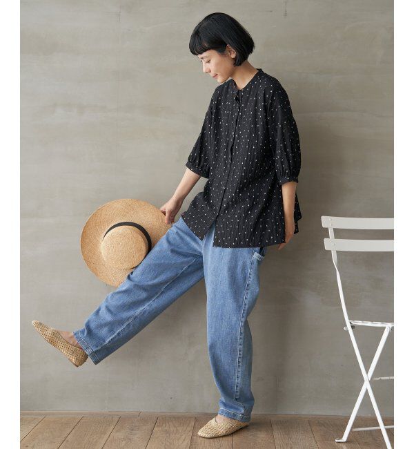 Lbc with Life「シャーリングバンドカラーブラウス」|シャツ・ブラウス|