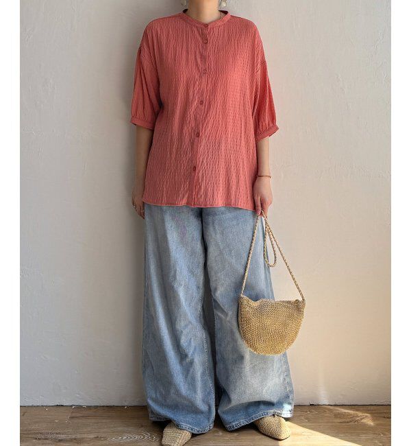 Lbc with Life「シャーリングバンドカラーブラウス」|シャツ・ブラウス|