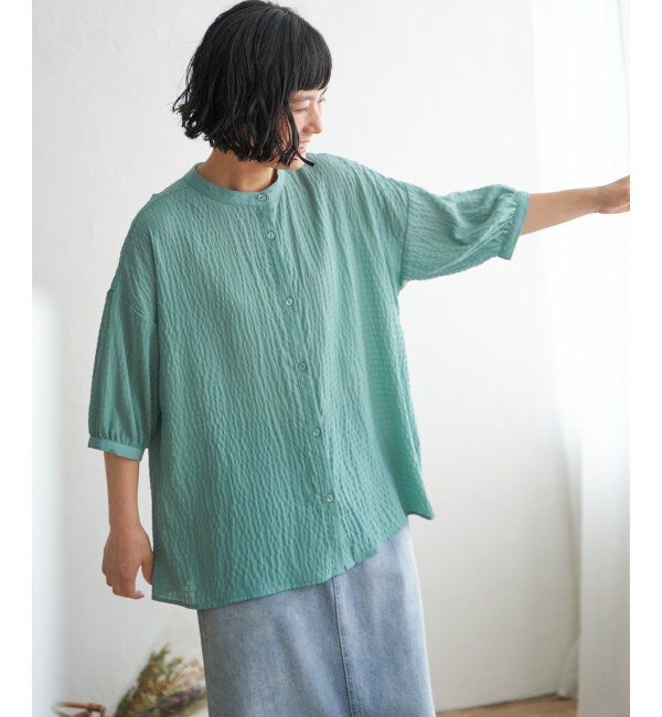 Lbc with Life「シャーリングバンドカラーブラウス」|シャツ・ブラウス|