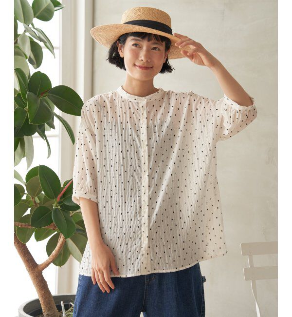 Lbc with Life「シャーリングバンドカラーブラウス」|シャツ・ブラウス|