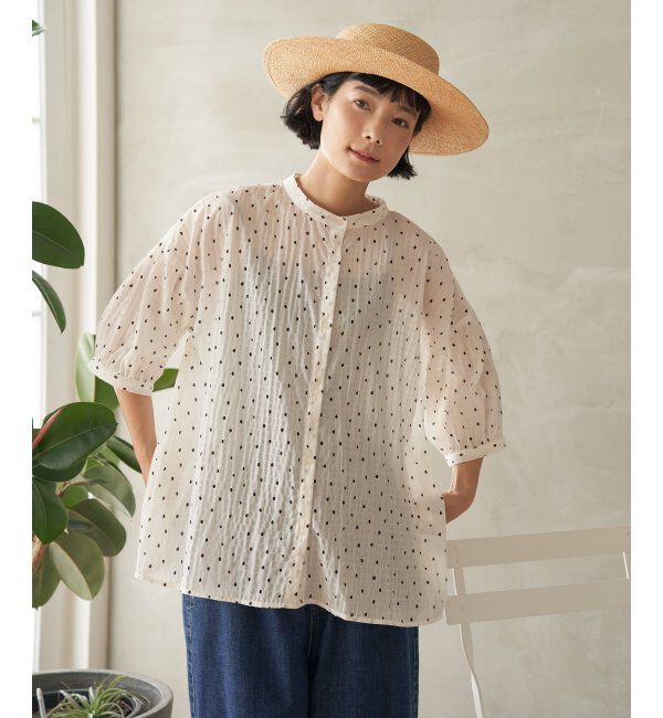 Lbc with Life「シャーリングバンドカラーブラウス」|シャツ・ブラウス|