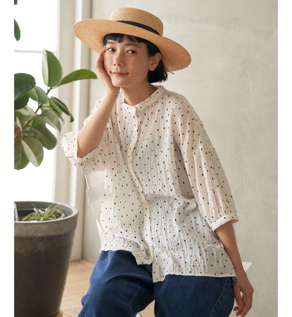 Lbc with Life「シャーリングバンドカラーブラウス」|シャツ・ブラウス|