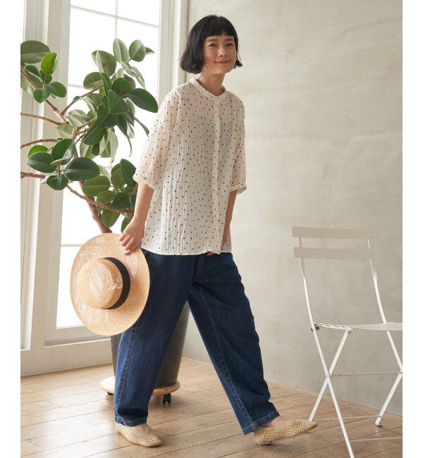 Lbc with Life「シャーリングバンドカラーブラウス」|シャツ・ブラウス|