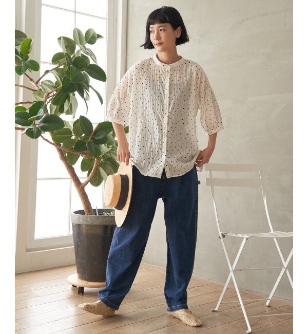 Lbc with Life「シャーリングバンドカラーブラウス」|シャツ・ブラウス|