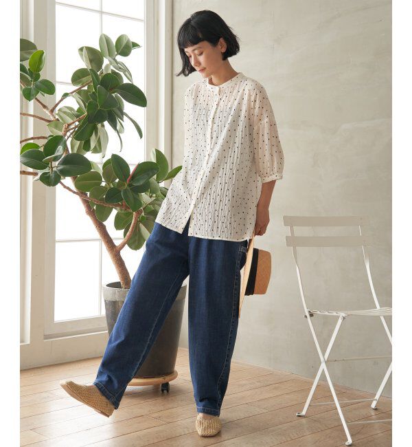 Lbc with Life「シャーリングバンドカラーブラウス」|シャツ・ブラウス|