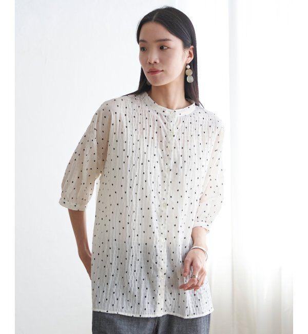 Lbc with Life「シャーリングバンドカラーブラウス」|シャツ・ブラウス|