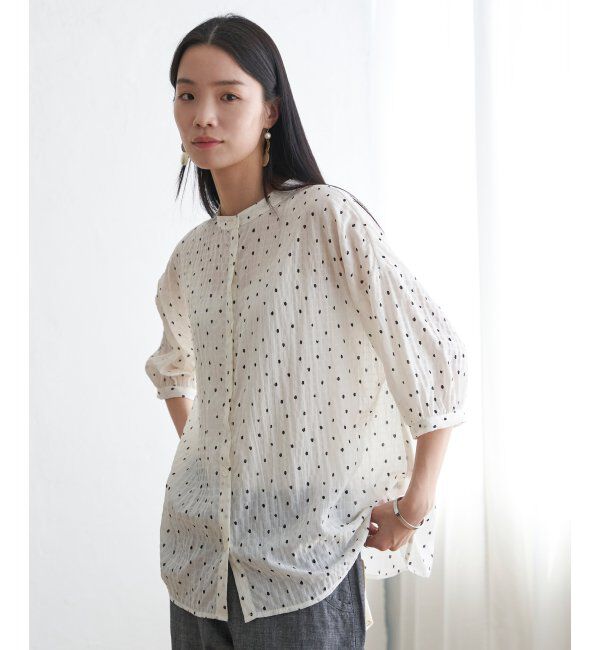 Lbc with Life「シャーリングバンドカラーブラウス」|シャツ・ブラウス|