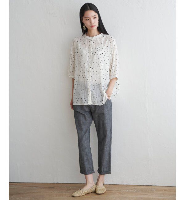 Lbc with Life「シャーリングバンドカラーブラウス」|シャツ・ブラウス|