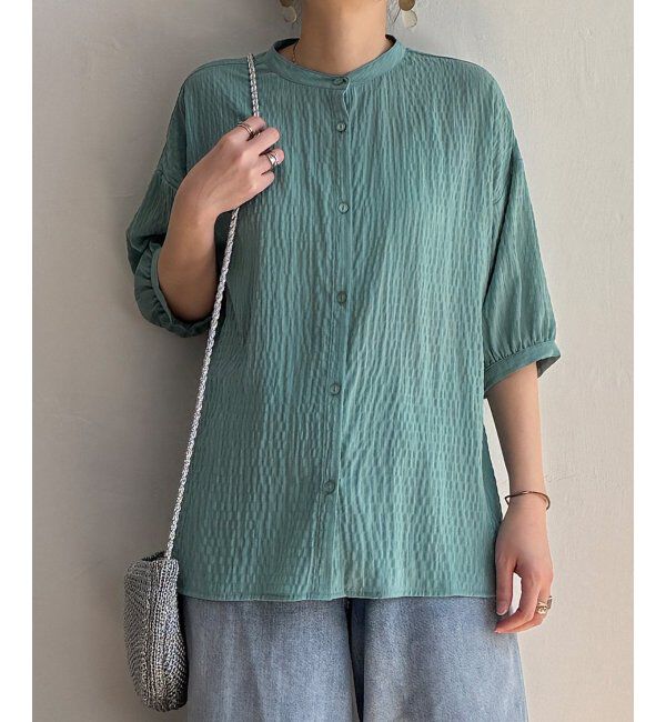 Lbc with Life「シャーリングバンドカラーブラウス」|シャツ・ブラウス|