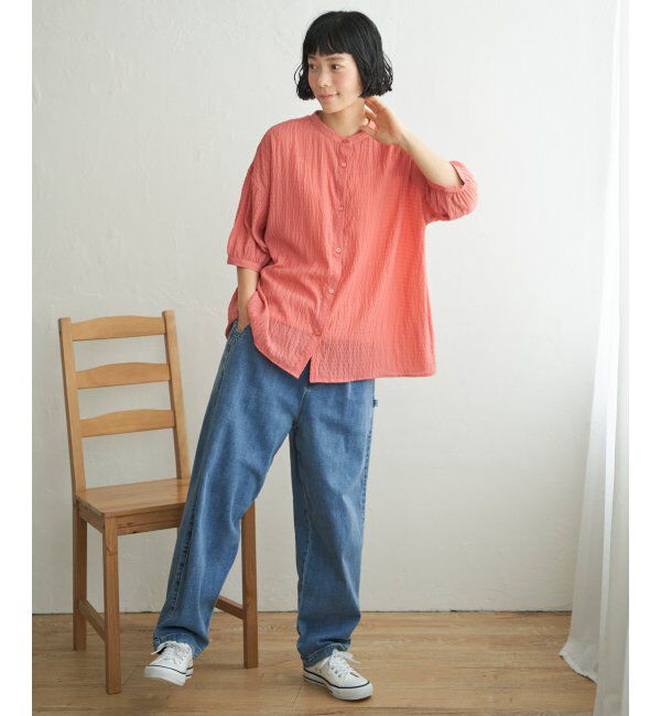 Lbc with Life「シャーリングバンドカラーブラウス」|シャツ・ブラウス|