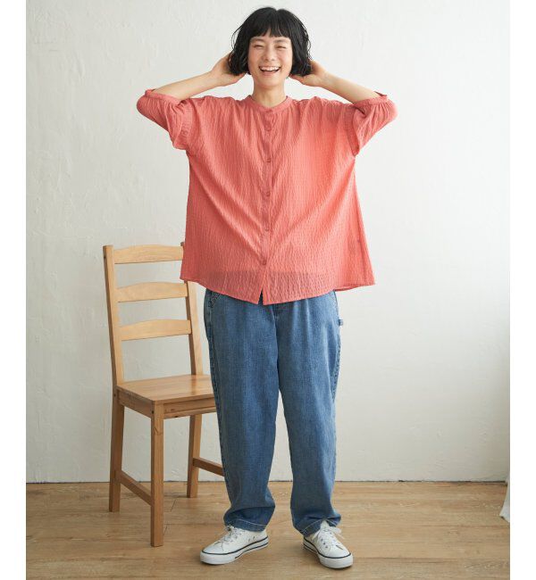 Lbc with Life「シャーリングバンドカラーブラウス」|シャツ・ブラウス|