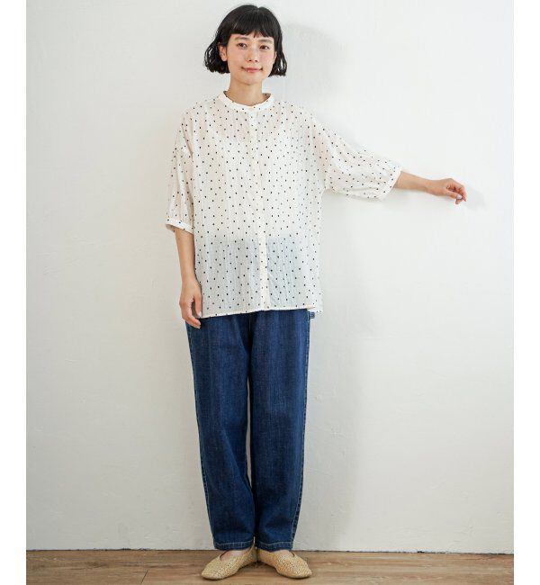 Lbc with Life「シャーリングバンドカラーブラウス」|シャツ・ブラウス|