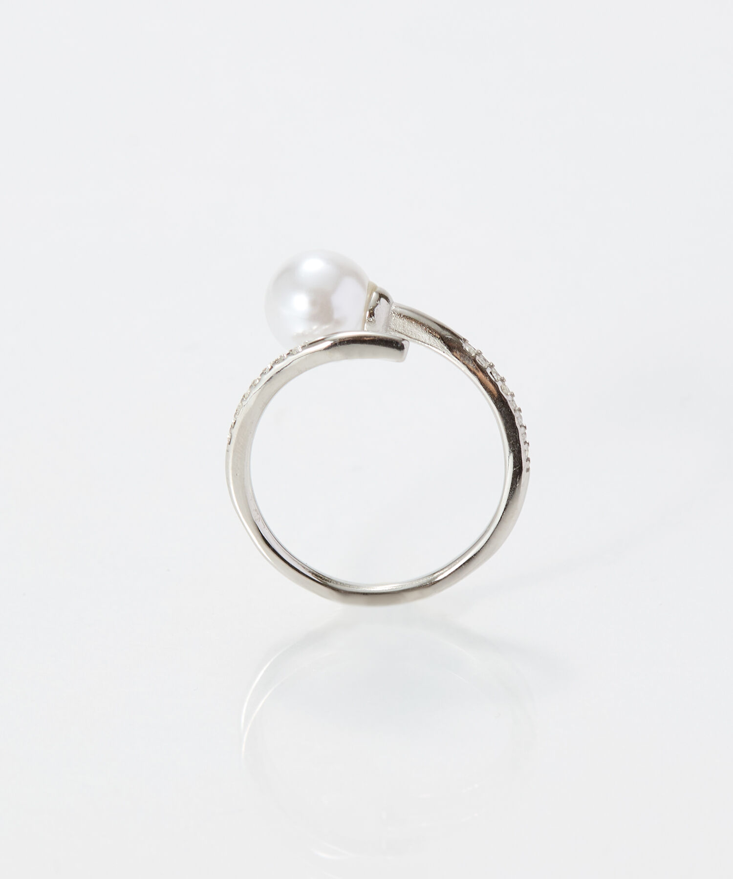 Phoebe「【金属アレルギー対応】ドローラップパールビジューリング　シルバー」|リング|