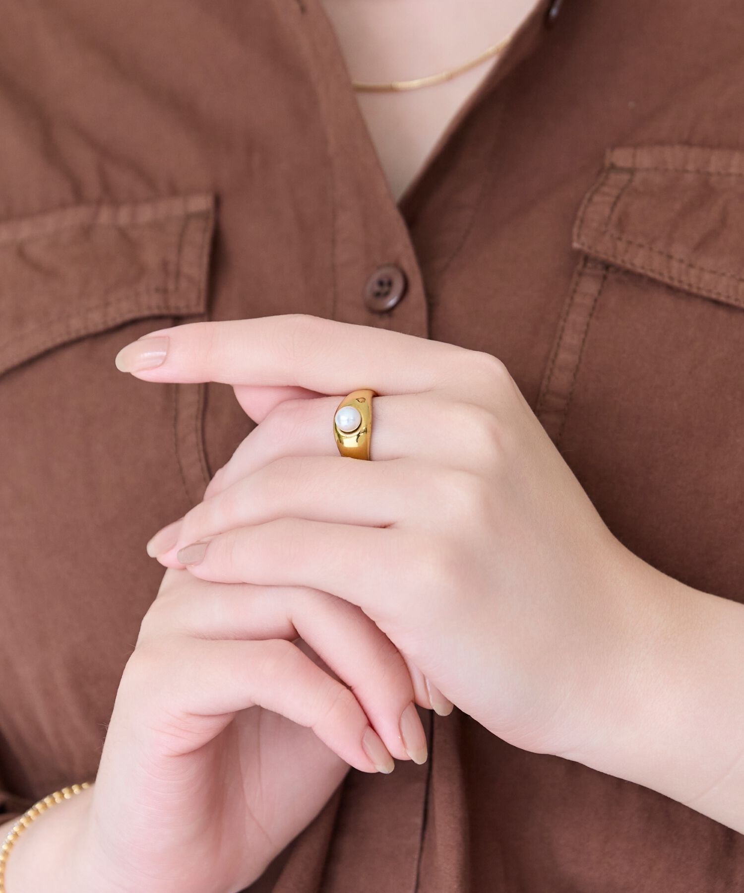 Phoebe「【金属アレルギー対応】アイコニックボリュームパールリング/ステンレス/大ぶり/存在感◎/主役級」|リング|