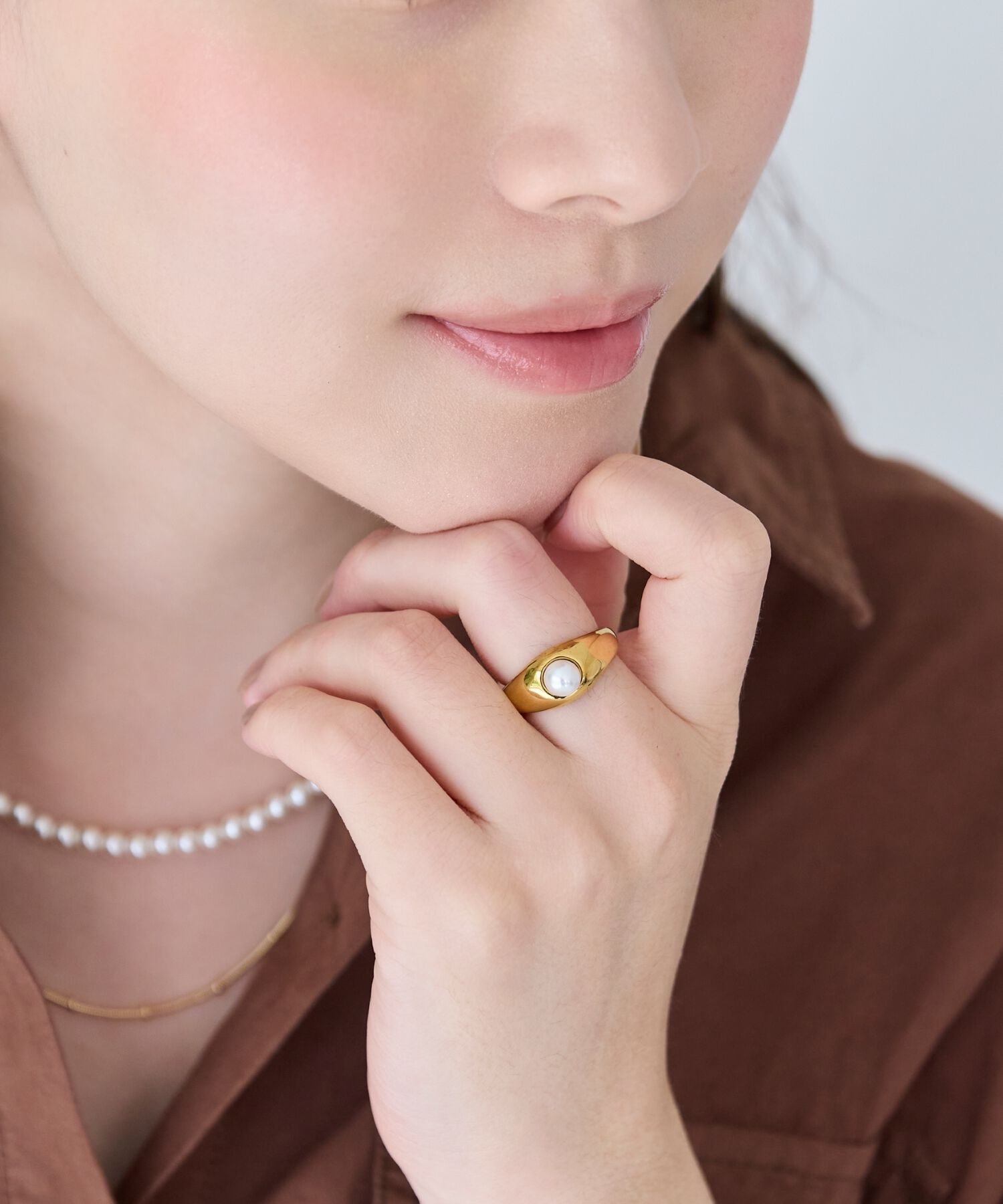 Phoebe「【金属アレルギー対応】アイコニックボリュームパールリング/ステンレス/大ぶり/存在感◎/主役級」|リング|