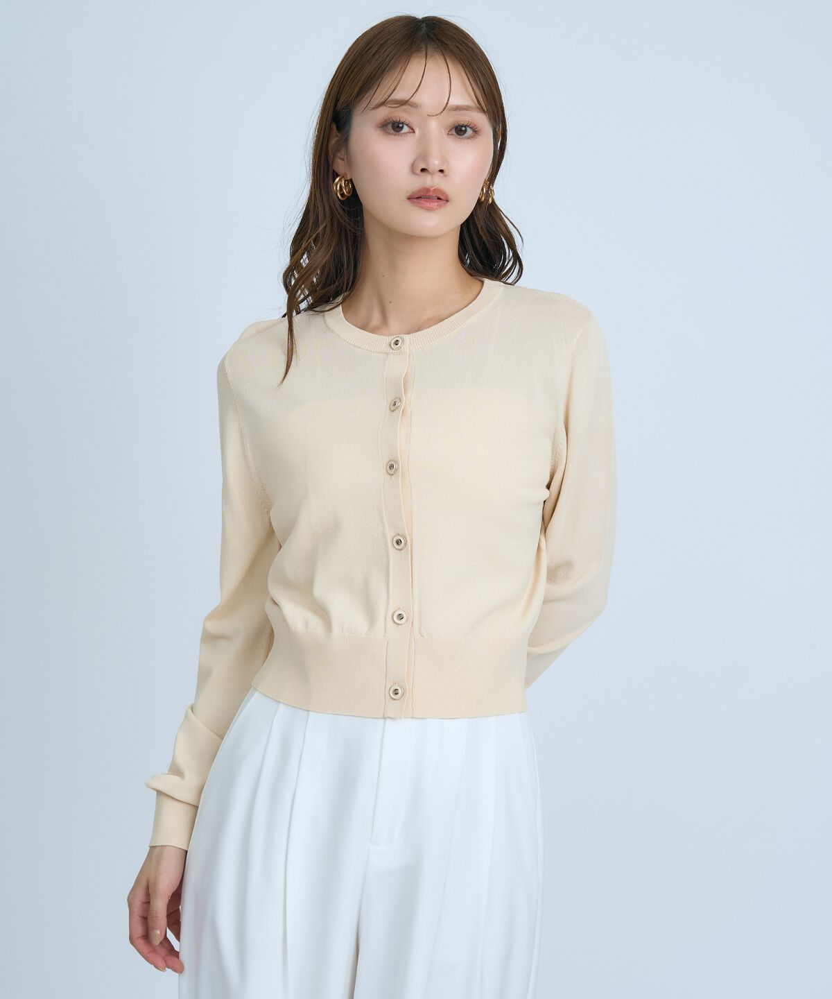 アンドクチュール「クルーネックカーディガン」|カーディガン|