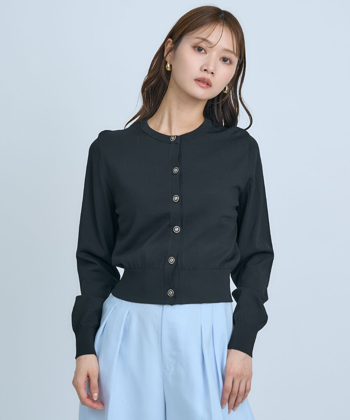 アンドクチュール「クルーネックカーディガン」|カーディガン|ブラック