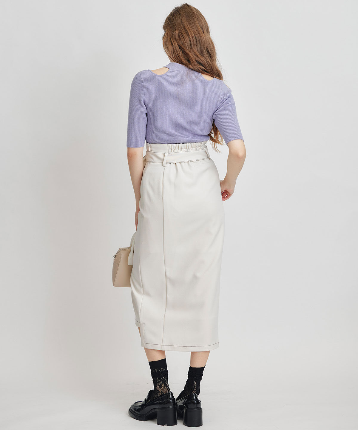 REDYAZEL「バイカラーステッチカッティングハイウエストタイトロングスカート」|タイト|