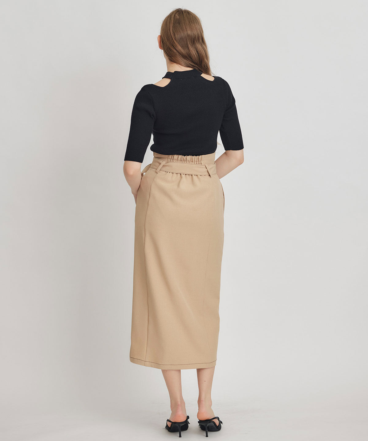 REDYAZEL「バイカラーステッチカッティングハイウエストタイトロングスカート」|タイト|