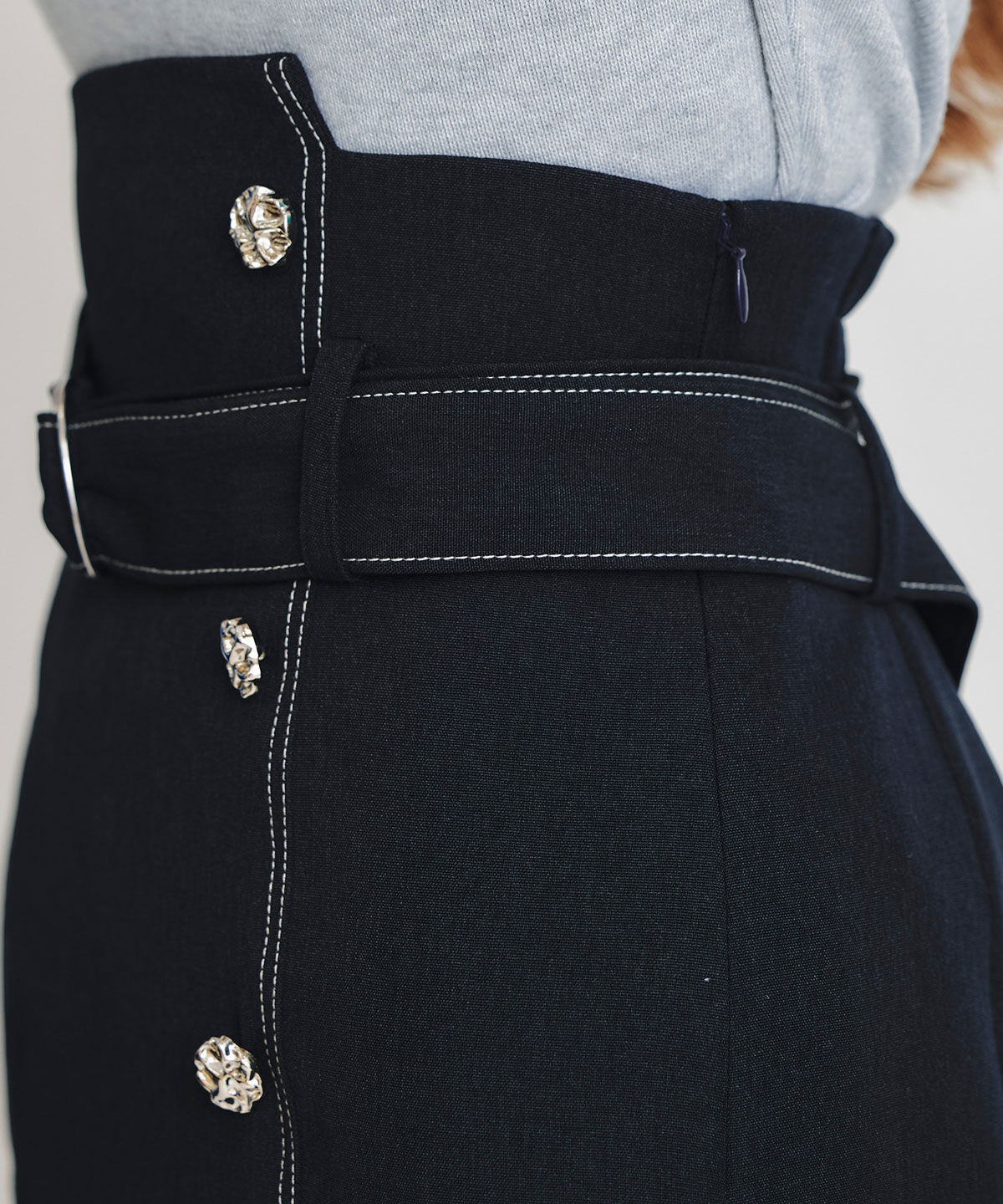 REDYAZEL「バイカラーステッチカッティングハイウエストタイトロングスカート」|タイト|