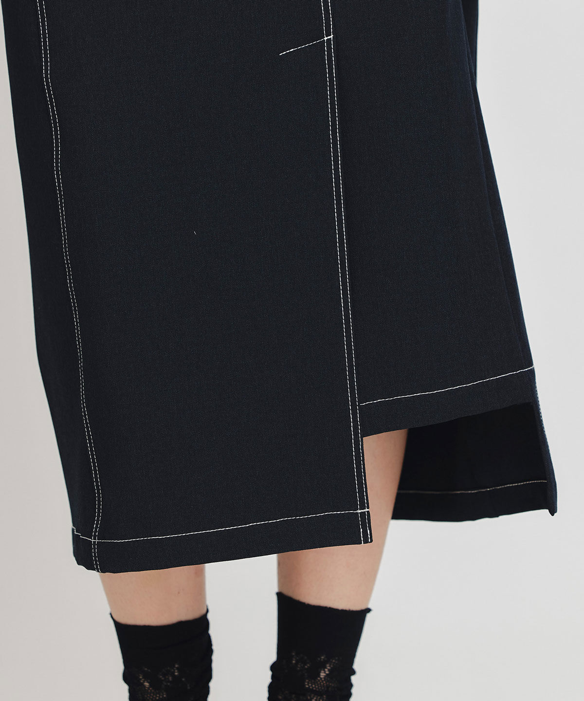 REDYAZEL「バイカラーステッチカッティングハイウエストタイトロングスカート」|タイト|