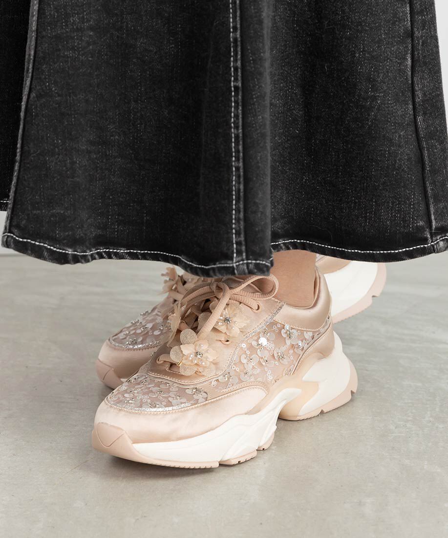  「【Flower Collection】2WAY フラワーデザインシアースニーカー」|スニーカー|